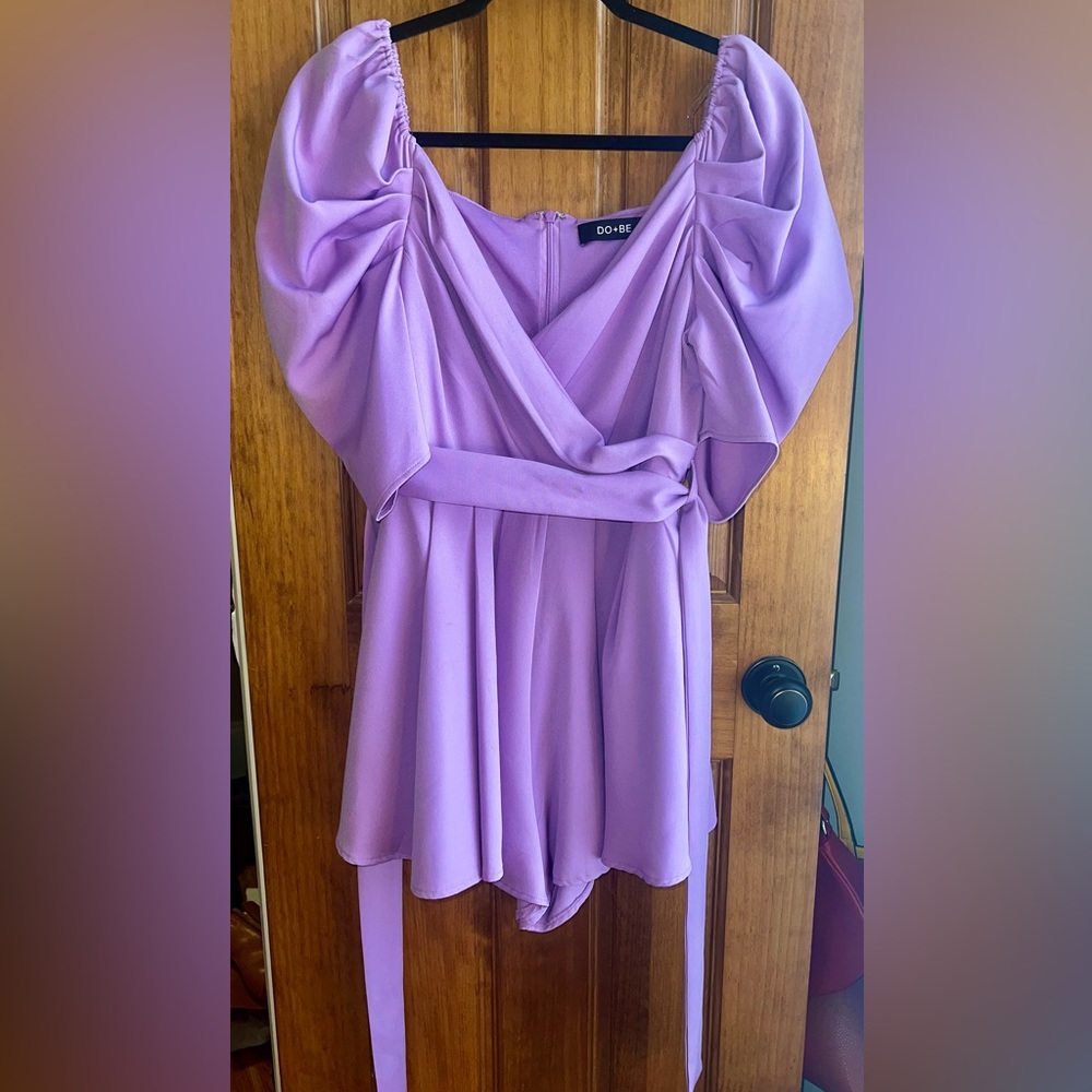 DO+BE lavender puff sleeve romper dress